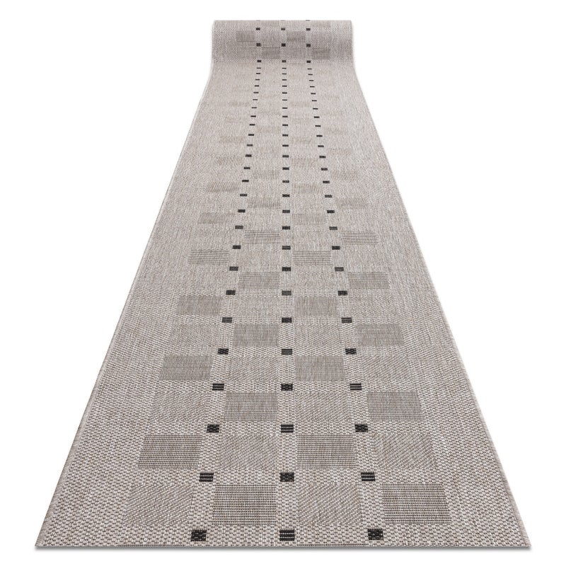 CHODNIK SIZAL FLOORLUX wzór 20079 srebrny / czarny 100 cm 100x180 cm