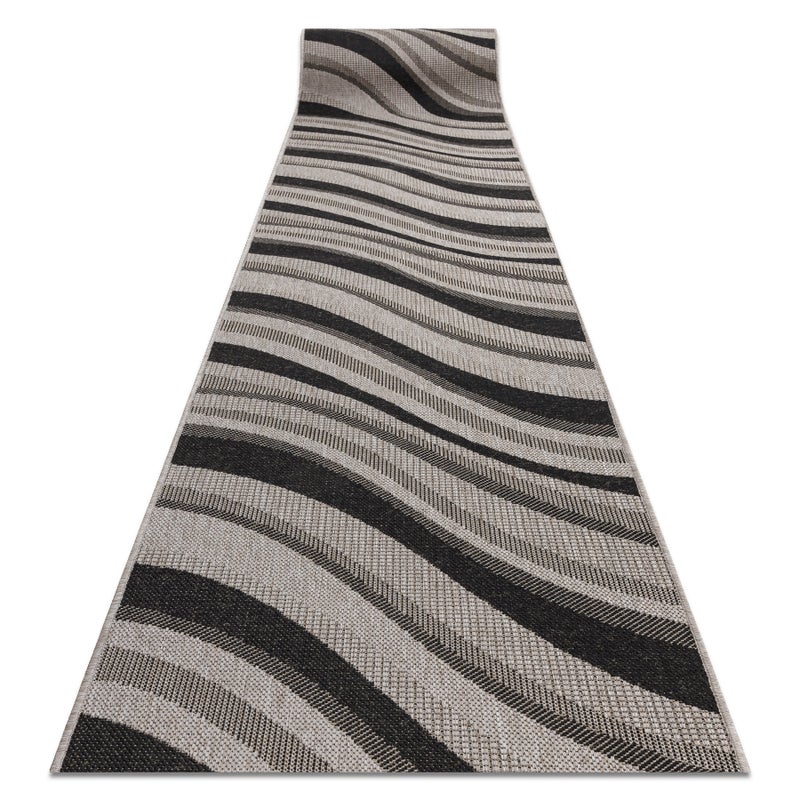CHODNIK SIZAL FLOORLUX wzór 20353 srebrny / czarny 70 cm 70x1400 cm