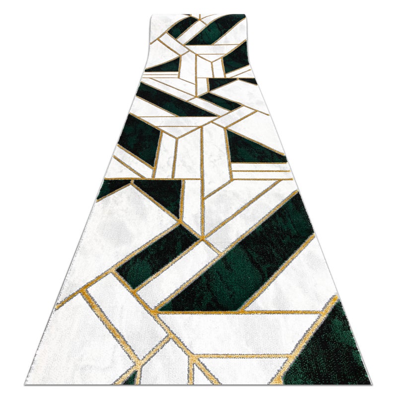 Chodnik EMERALD ekskluzywny 1015 glamour, stylowy marmur, geometryczny butelkowa zieleń / złoty 70 cm 70x1400 cm