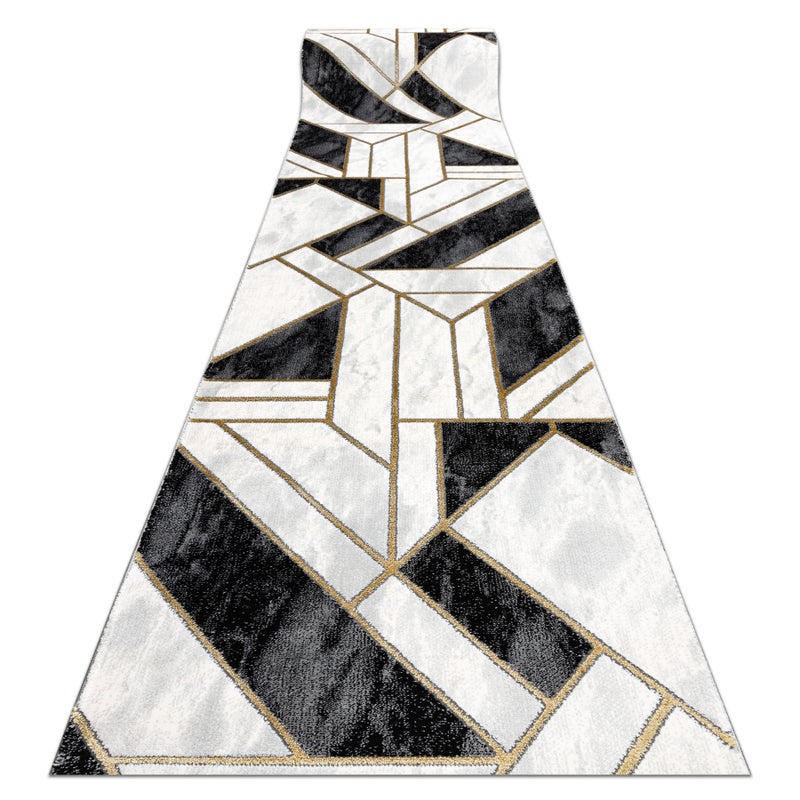Chodnik EMERALD ekskluzywny 1015 glamour, stylowy marmur, geometryczny czarny / złoty 80 cm 80x1200 cm