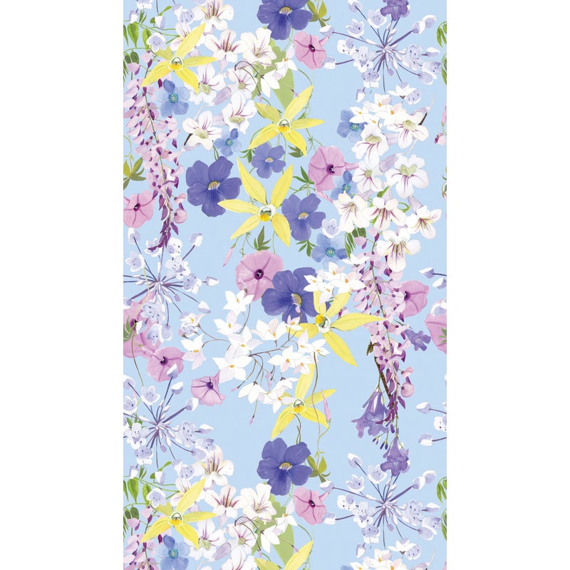 Tapeta kwiaty w wielu kolorach,liliowo fioletowym,żółtym,niebieskimIróżowym - 159 x 280 cm - LIVINGWALLS