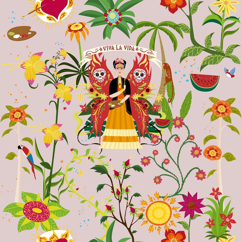 Tapeta tropikalne liście i kwiaty starego różuIw wielu kolorach - 53 cm x 10 m - WALLS4YOU