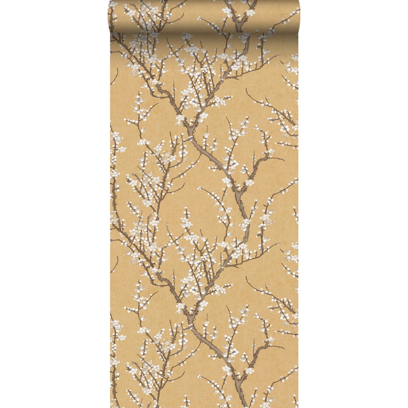 Tapeta kwitnąca gałąź ochry żółtejIbiałym - 53 cm x 10 m - SANDERS & SANDERS