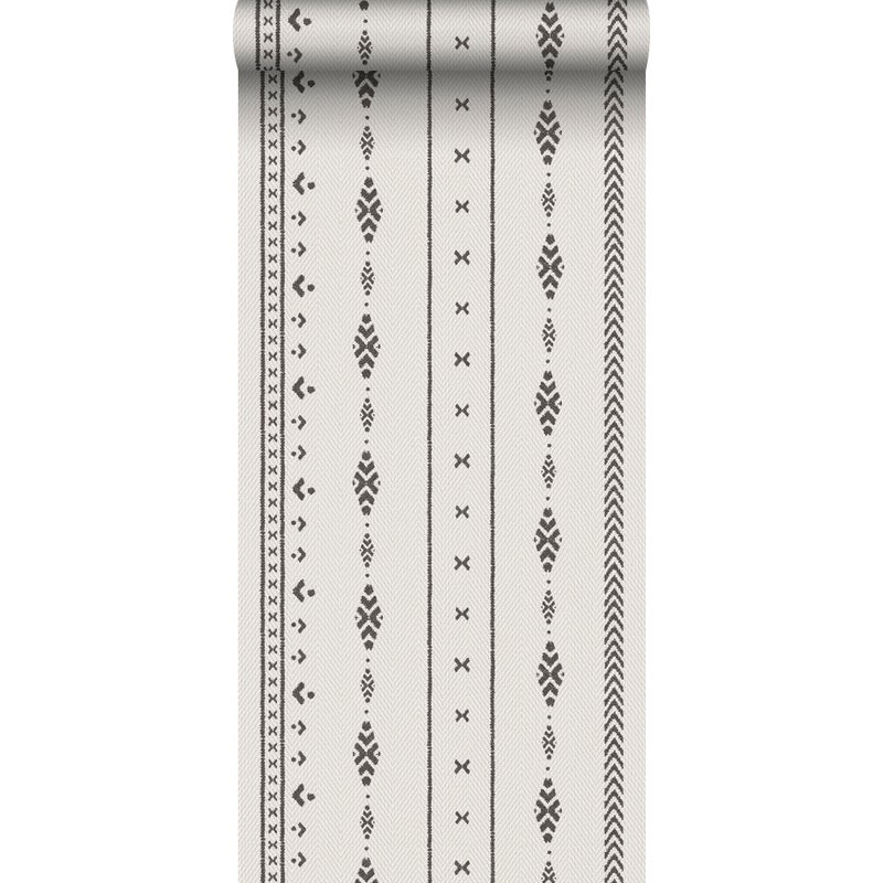 Tapeta motyw etniczny beżowymIczarnym - 53 cm x 10 m - SANDERS & SANDERS