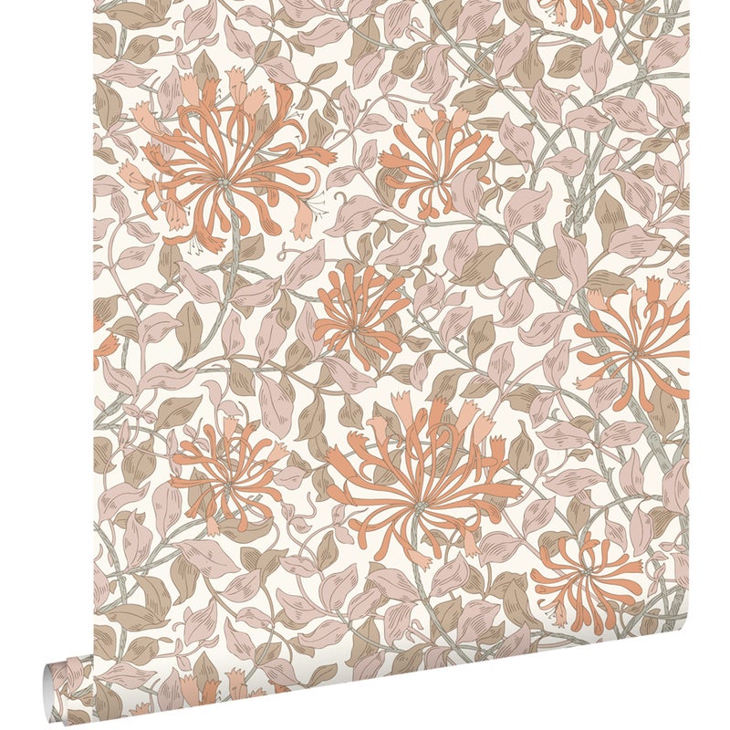 Tapeta kwiaty terakotaIstarego różu - 50 x 900 cm - ESTAHOME