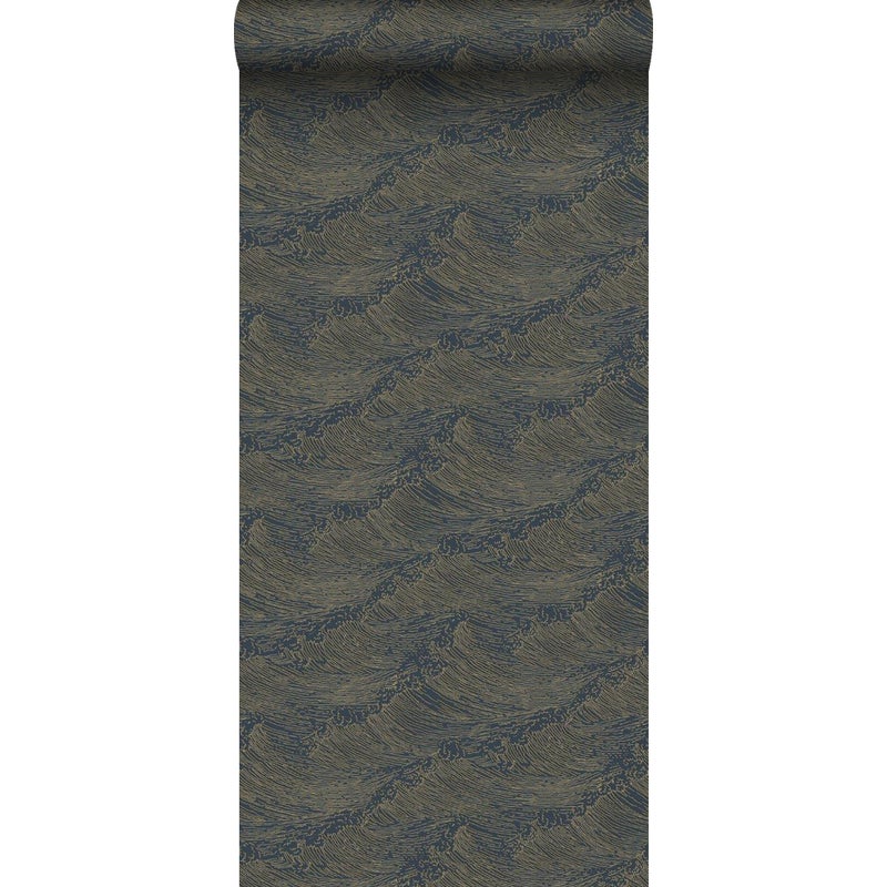 Tapeta faliste linie 3D szaro-niebieskim - 53 cm x 10.05 m - BORASTAPETER