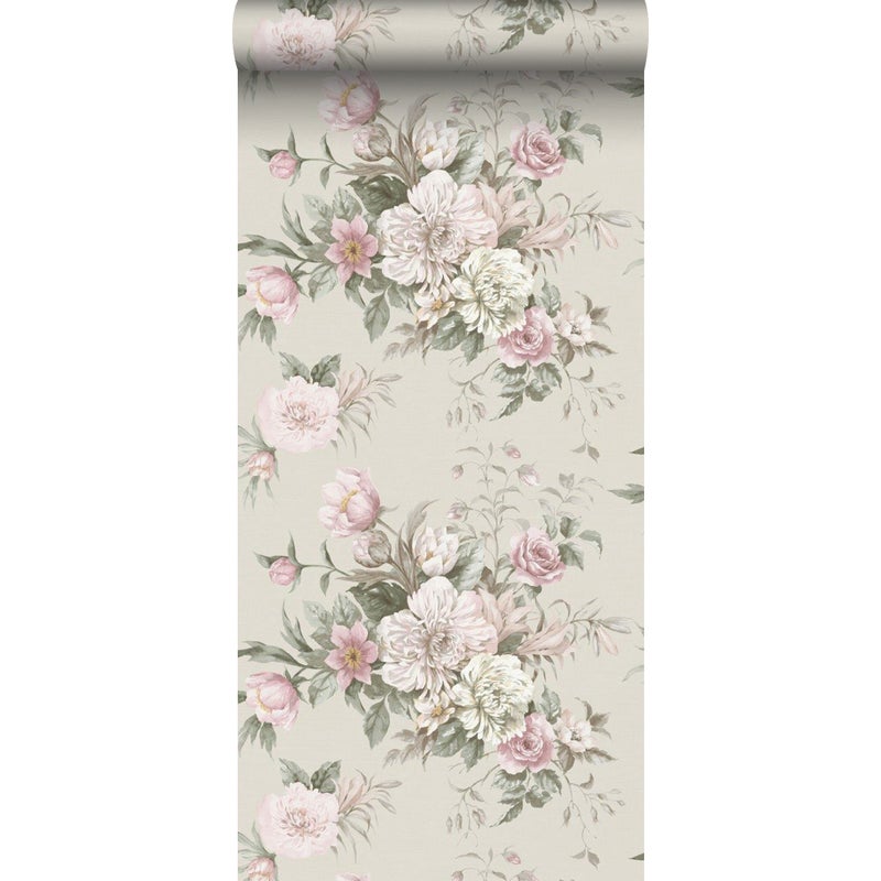 Tapeta kwiat martwa natura zielonym - 53 cm x 10.05 m - BORASTAPETER