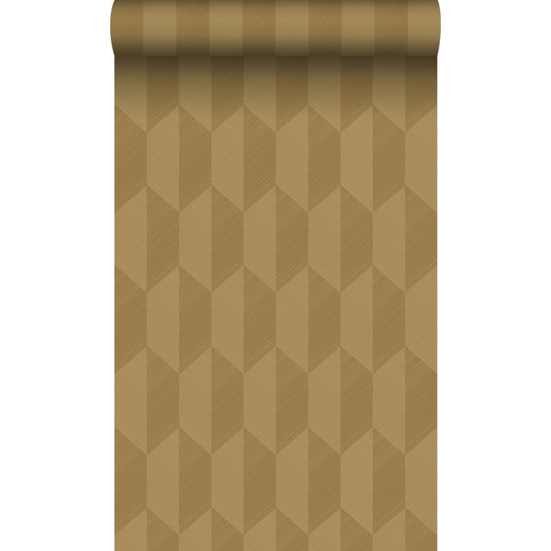 Tapeta flizelinowa z ekoteksturą Motyw 3D ochry żółtej - 50 x 900 cm - ORIGIN