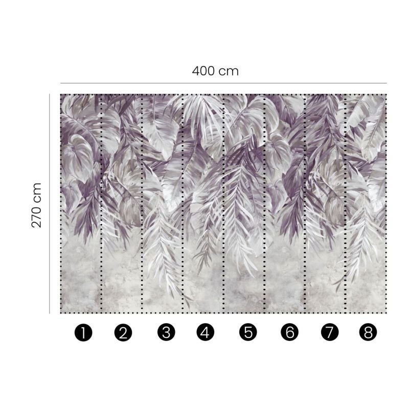 Tapeta tropikalne liście dżungli szarym - 400 x 270 cm - ERISMANN
