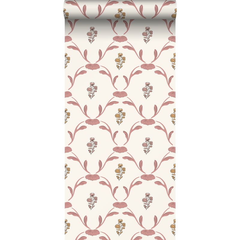 Tapeta kwiaty terakota - 53 cm x 10.05 m - DURO