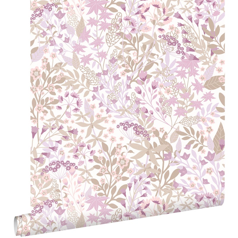 Tapeta kwiaty polne liliowo fioletowymIszaro zielonym - 50 x 900 cm - ESTAHOME