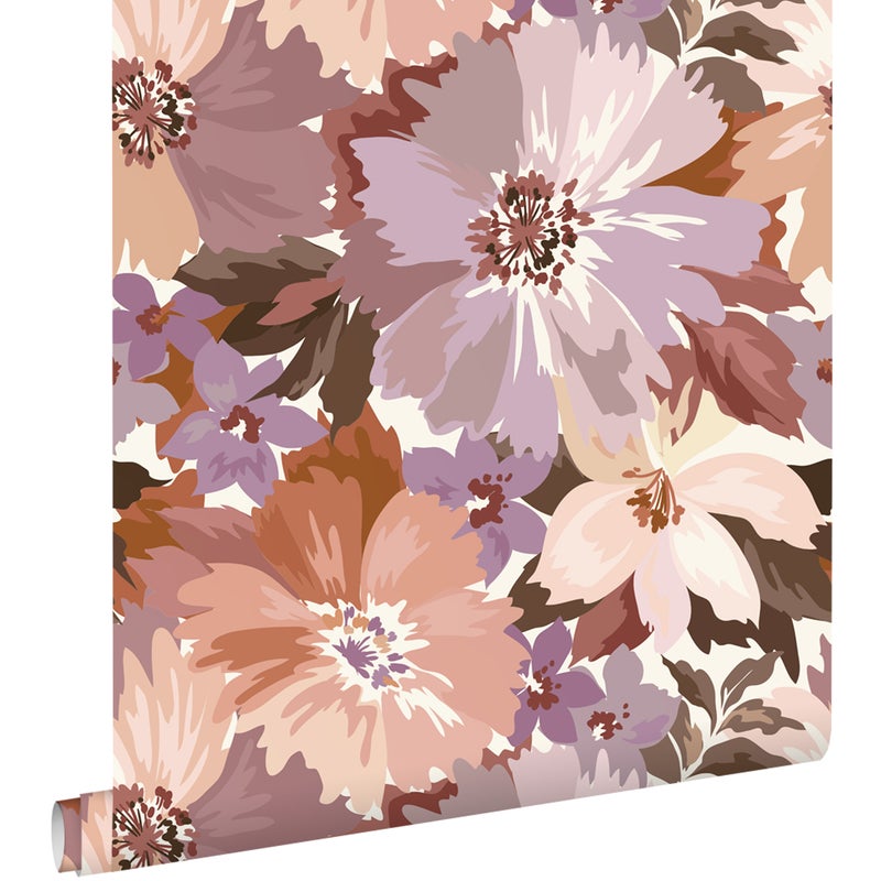 Tapeta kwiaty fioletowego mauveIterakota - 50 x 900 cm - ESTAHOME