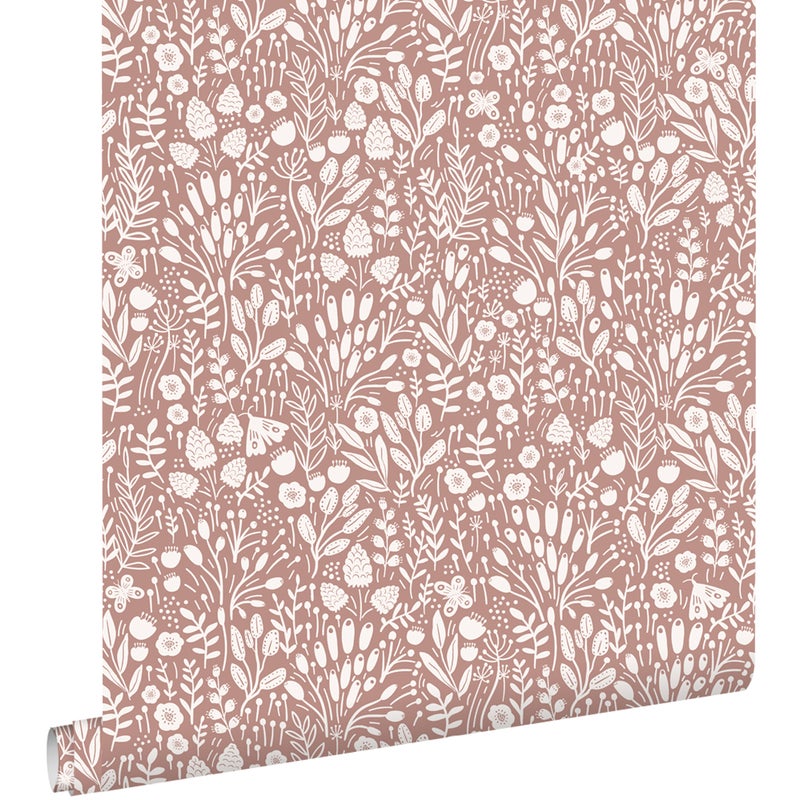 Tapeta kwiaty starego różu - 50 x 900 cm - ESTAHOME