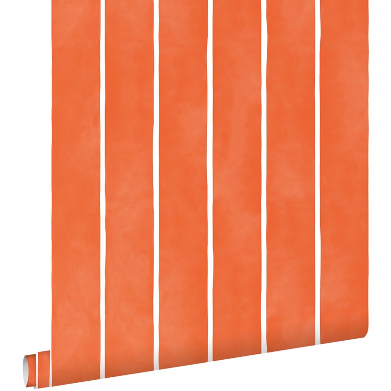 Tapeta paski pomarańczowymIbiałym - 50 x 900 cm - ESTAHOME