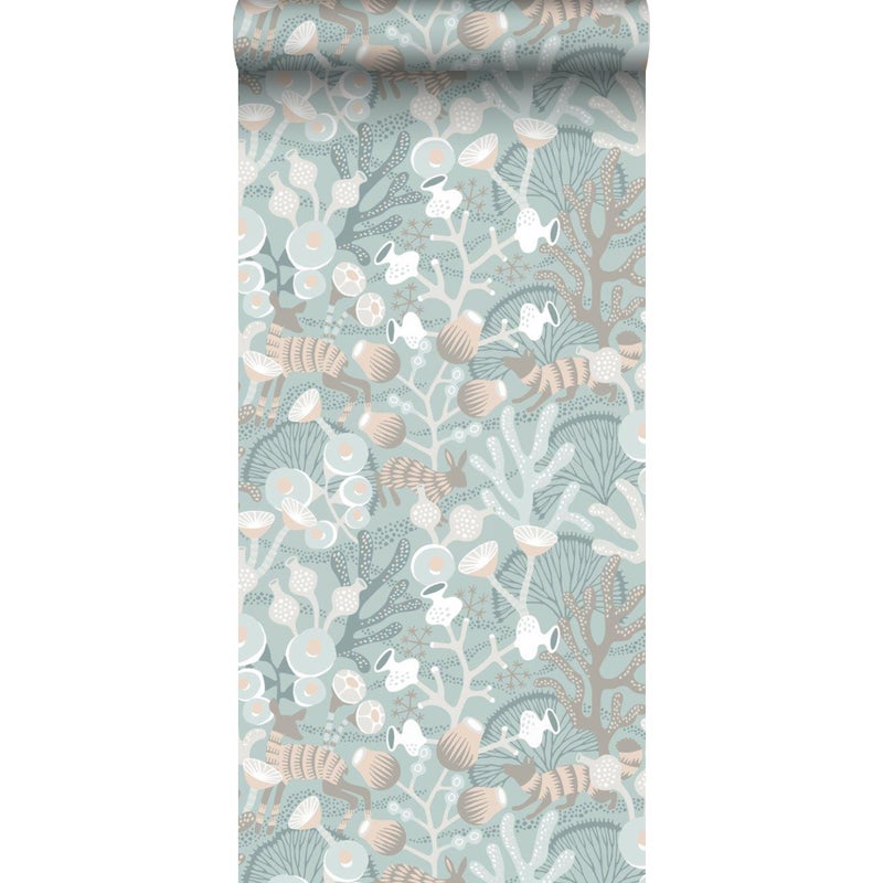 Tapeta koral szaro-niebieskim - 53 cm x 10.05 m - BORASTAPETER