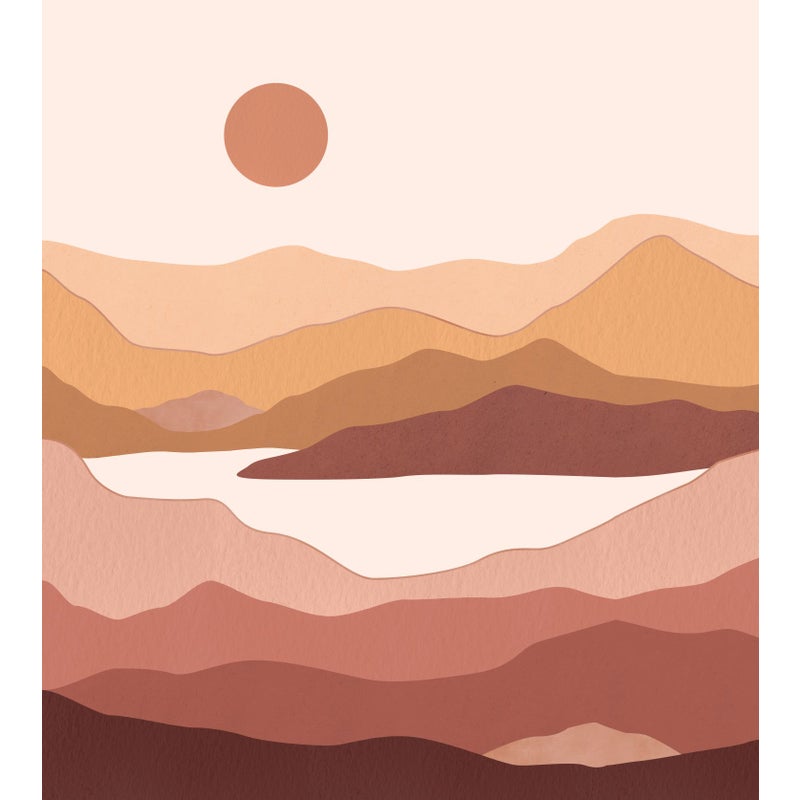 Fototapeta krajobraz pustynny terakoty różowejIterakota brązowy - 250 x 279 cm - ESTAHOME