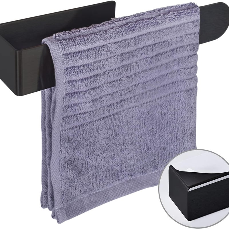 Czarny wieszak na ręczniki montowany na ścianie, 23 cm – nie wymaga wiercenia, pierścień samoprzylepny, idealny do łazienki, kuchni i toalety