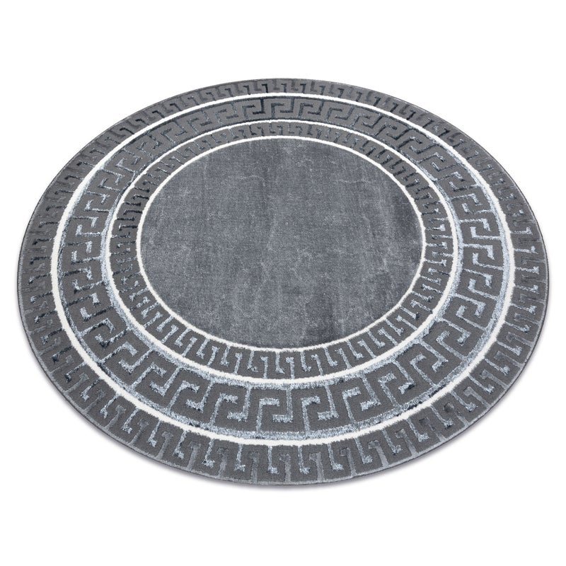 Dywan ALLURE 1960 koło, Grecki klucz, ramka - Strukturalny, stylowy, glamour szary koło 150 cm