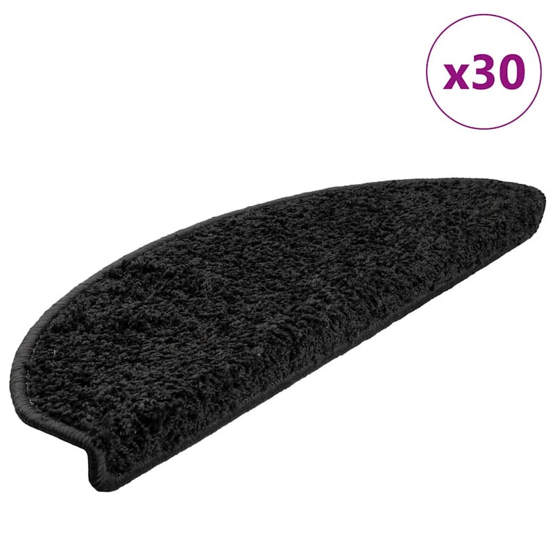 Maty na schody 30 szt. 65x21x4 cm Czarne półokrągłe duże vidaXL