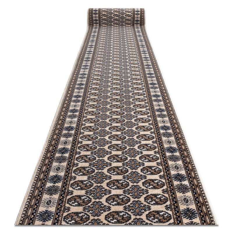 Chodnik NAIN wełniany Rozeta 6177 51033 beż / granat 80cm 80x450 cm