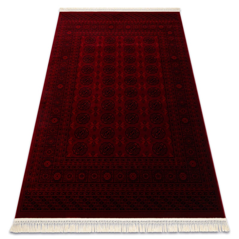 Dywan ORIENT 6889 bordo / czarny Buchara, ramka, orientalny, z frędzlami 200x290 cm