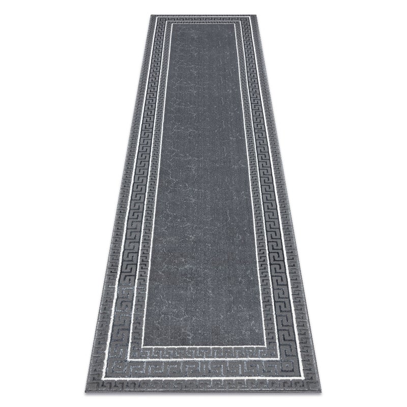 Dywan, chodnik ALLURE 1960 Grecki klucz, ramka - Strukturalny, stylowy, glamour szary 80x200 cm