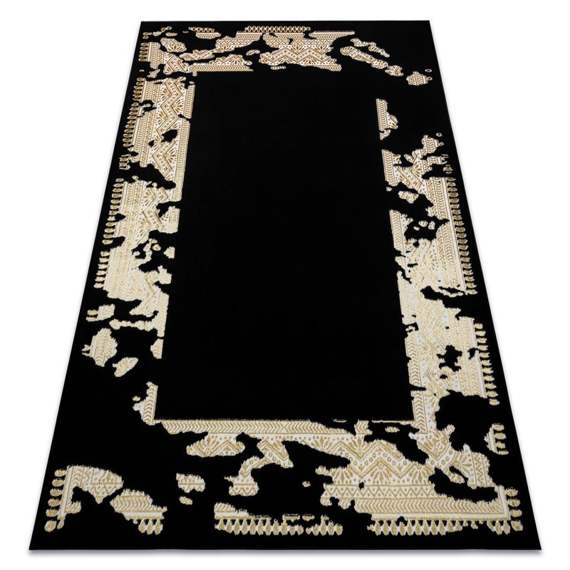 Dywan ALLURE 1965 Ramka - Strukturalny, stylowy, glamour czarny / złoty 160x220 cm