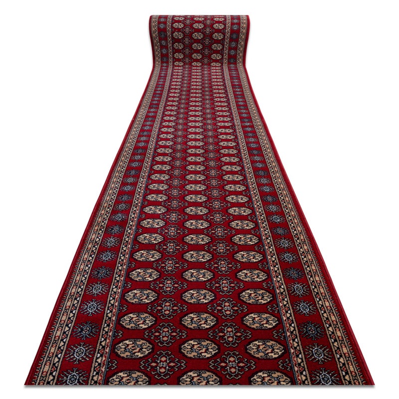 Chodnik NAIN wełniany Rozeta 6177 51066 bordo / beż 80cm 80x650 cm