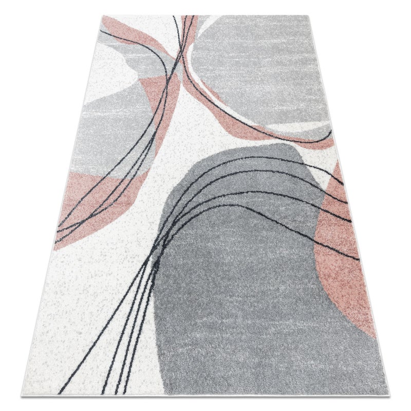 Dywan FUSION 5868 biały / ciemny róż - Linie, nowoczesny, abstrakcyjny 160x220 cm