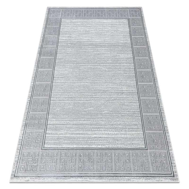 Dywan ALLURE 8783 Grecki klucz, ramka - Strukturalny, stylowy, glamour jasnoszary / biały 160x220 cm