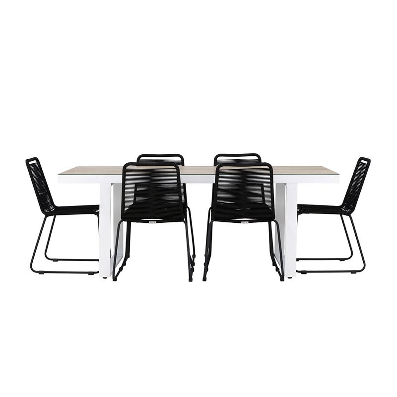 MerloLindos zestaw ogrodowy 1 stół jadalny, 6 krzeseł białe.