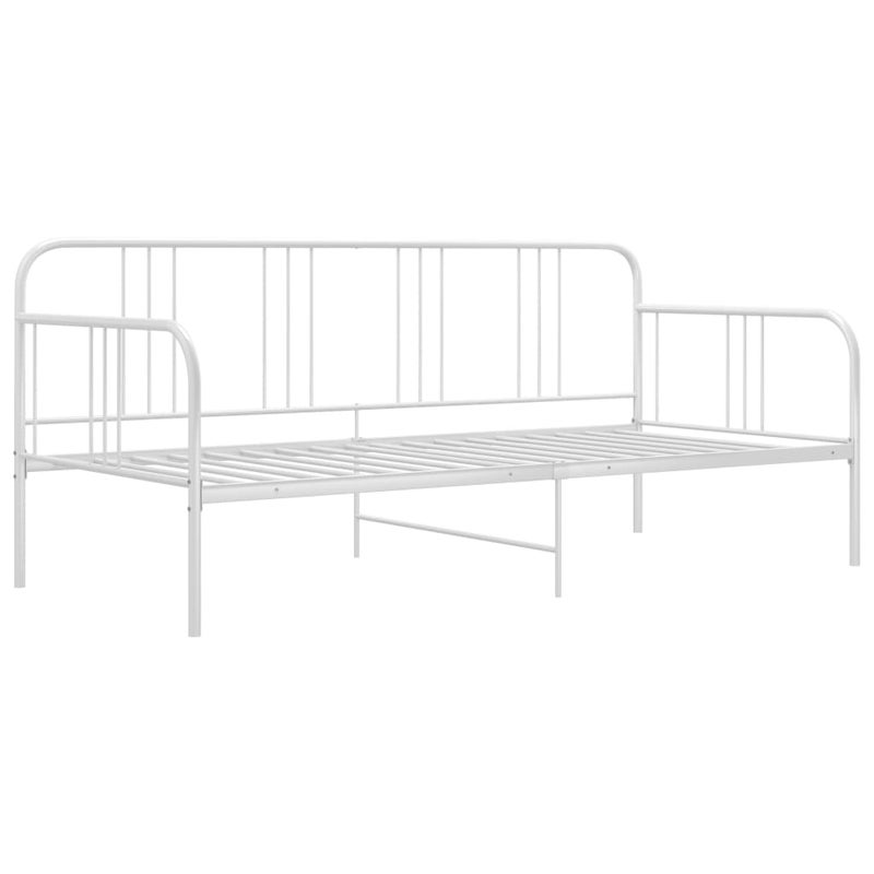 Łóżko Metalowe Białe Rama Łóżka Ze Stelażem DO Pokoju Sypialni 90x200 cm