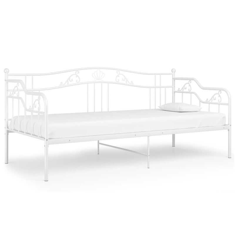 Łóżko Metalowe Rama Łóżka Ze Stelażem Do Pokoju Sypialni Biała 90x200 cm