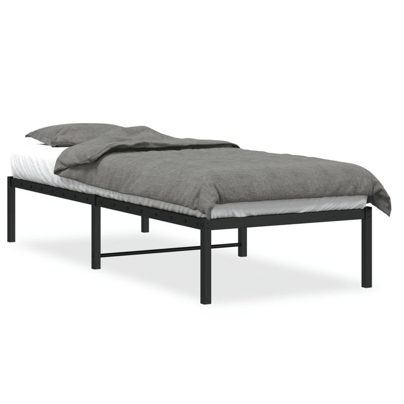 Łóżko Metalowe Czarne Rama Łóżka Ze Stelażem Do Pokoju Sypialni 75x190 cm