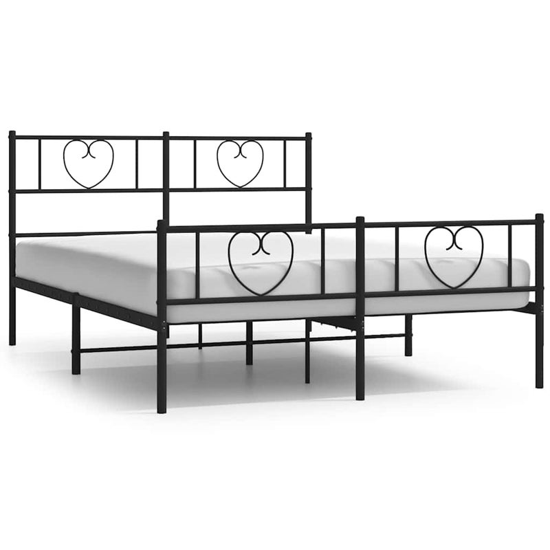 Łóżko Metalowe Czarne Rama Łóżka Ze Stelażem Do Pokoju Sypialni 150x200cm