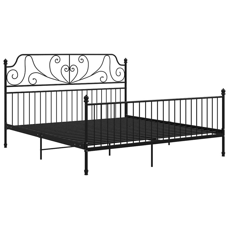Łóżko Metalowe Czarne Rama Łóżka Ze Stelażem Do Pokoju Sypialni 200x200 cm