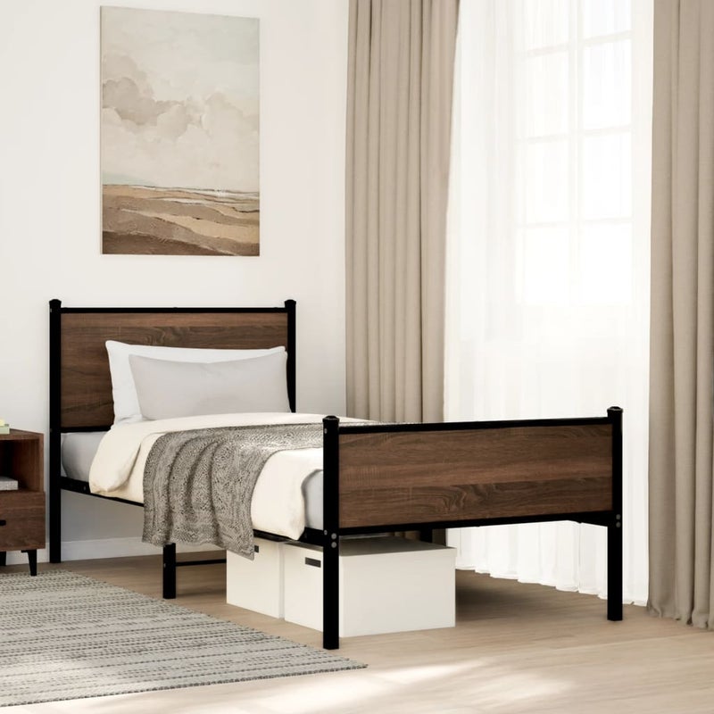 Łóżko Metalowe Czarne Rama łóżka Ze Stelażem Łóżko Do Sypialni Pokoju 75x190 cm