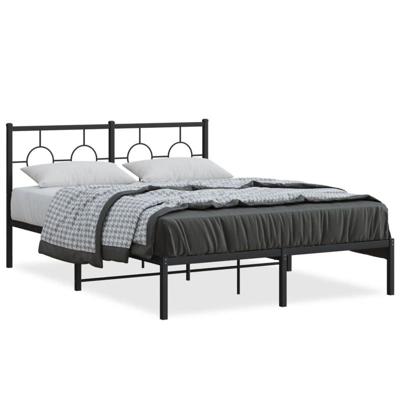 Łóżko Metalowe Czarne Rama Łóżka Ze Stelażem Do Sypialni Pokoju 140x190 cm