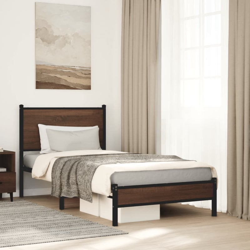 Łóżko Metalowe Czarne Rama łóżka Ze Stelażem Łóżko Do Sypialni Pokoju 75x190 cm