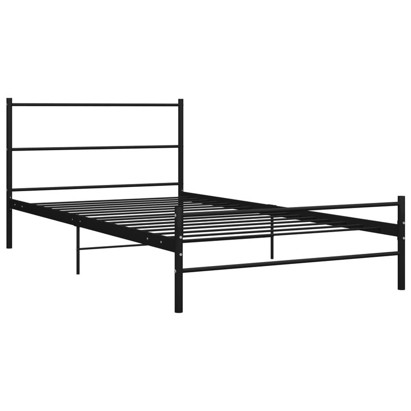 Łóżko Metalowe Czarne Rama Łóżka Ze Stelażem Do Sypialni Pokoju 90 x 200 cm