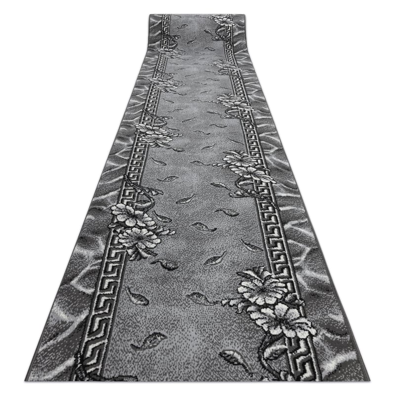 CHODNIK BCF MORAD Trio liście, kwiaty szary 120 cm 120x1050 cm