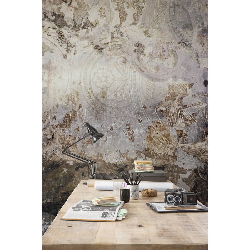 Fototapeta zegar vintage szarymIbeżowym - 300 x 250 cm - SANDERS & SANDERS