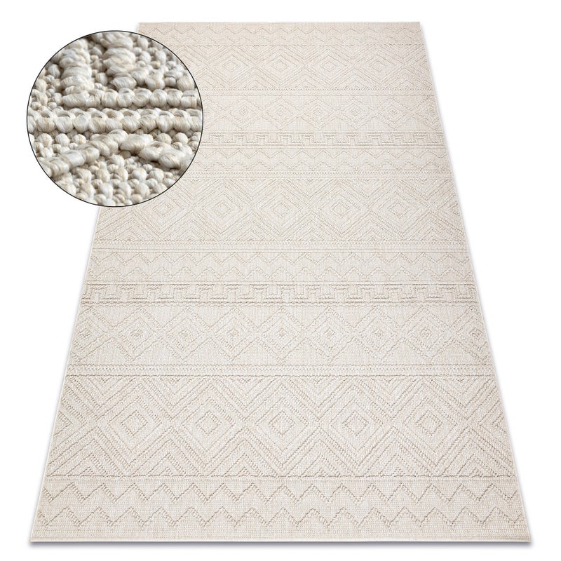 Dywan JERSEY 19234 krem - Romby, pętelkowy, strukturalny BOHO 200x290 cm
