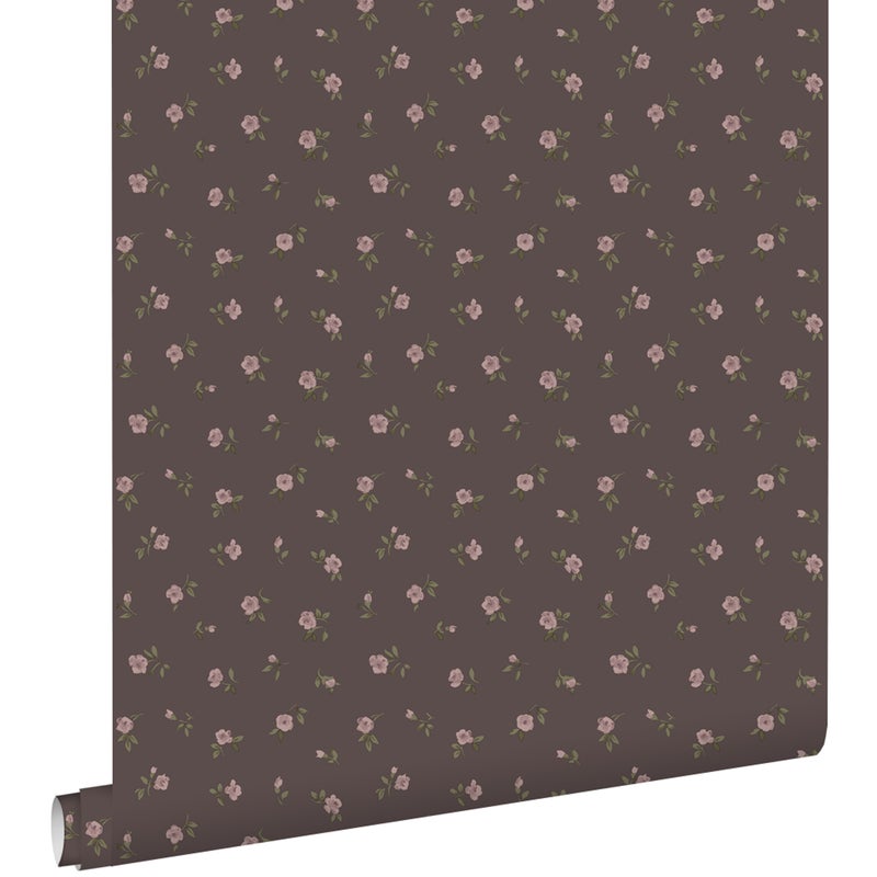 Tapeta zabytkowe kwiaty brązowymIróżowym - 50 x 900 cm - ESTAHOME