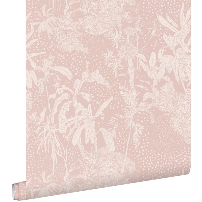 Tapeta tropikalne liście starego różu - 50 x 900 cm - ESTAHOME
