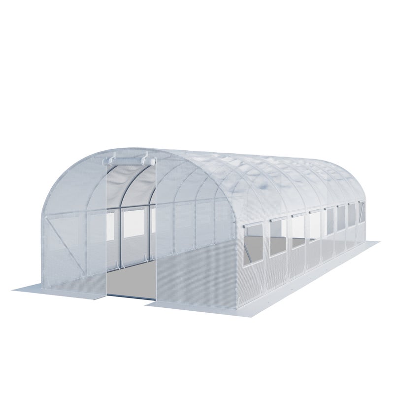TOOLPORT Tunel foliowy Szklarnia foliowa 4x8m z oknami - Plandeka PE o gramaturze 180g/m² biały przezroczysta
