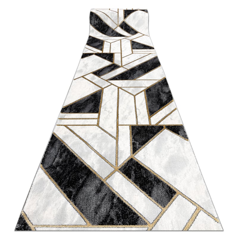 Chodnik EMERALD ekskluzywny 1015 glamour, stylowy marmur, geometryczny czarny / złoty 70 cm 70x270 cm
