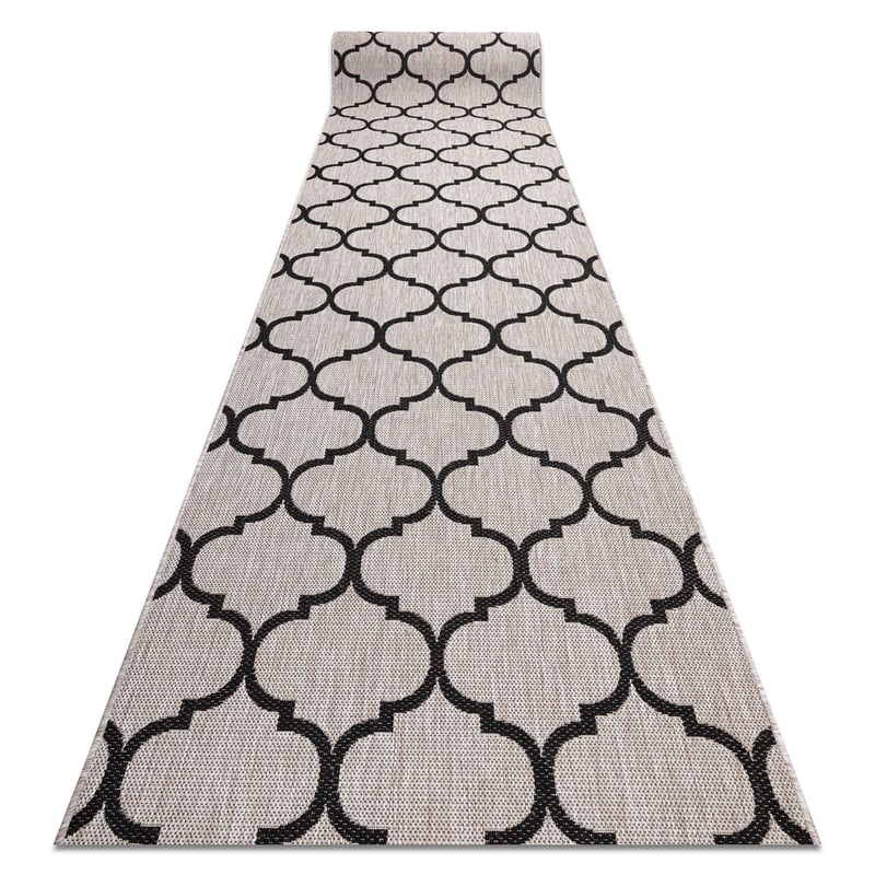 CHODNIK SIZAL FLOORLUX wzór 20608, koniczyna marokańska, trellis srebrny / czarny 70 cm 70x240 cm