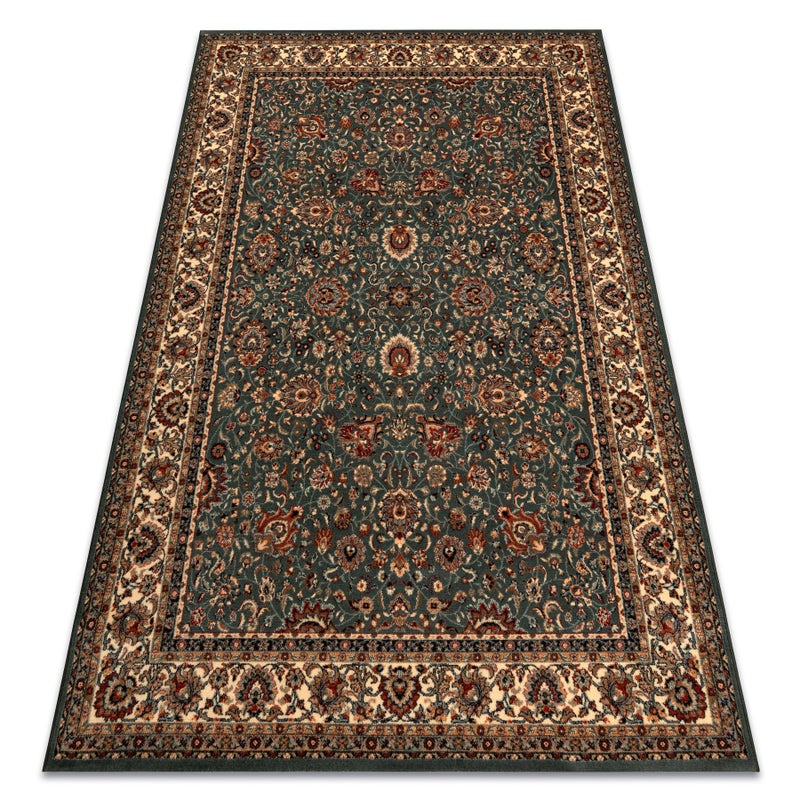 Dywan wełniany KASHQAI 4362 410 ornament zielony / beż 80x300 cm