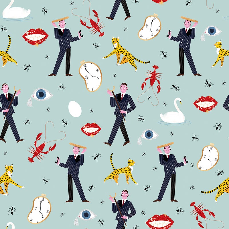 Tapeta surrealistyczny motyw jasnoniebieskimIw wielu kolorach - 53 cm x 10 m - WALLS4YOU